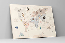 Obraz Zvieratká na mape sveta 1880